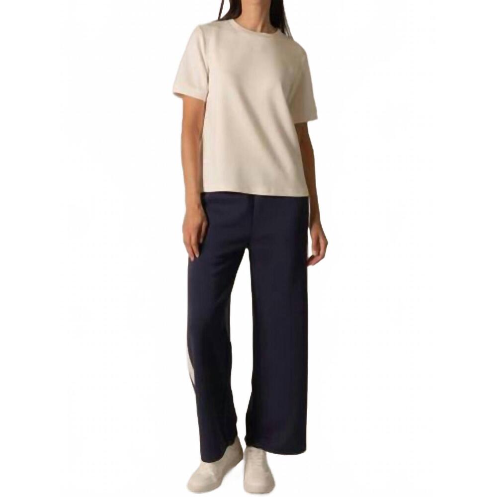 NEW P.CILL lula side stripe wide leg pants in navy